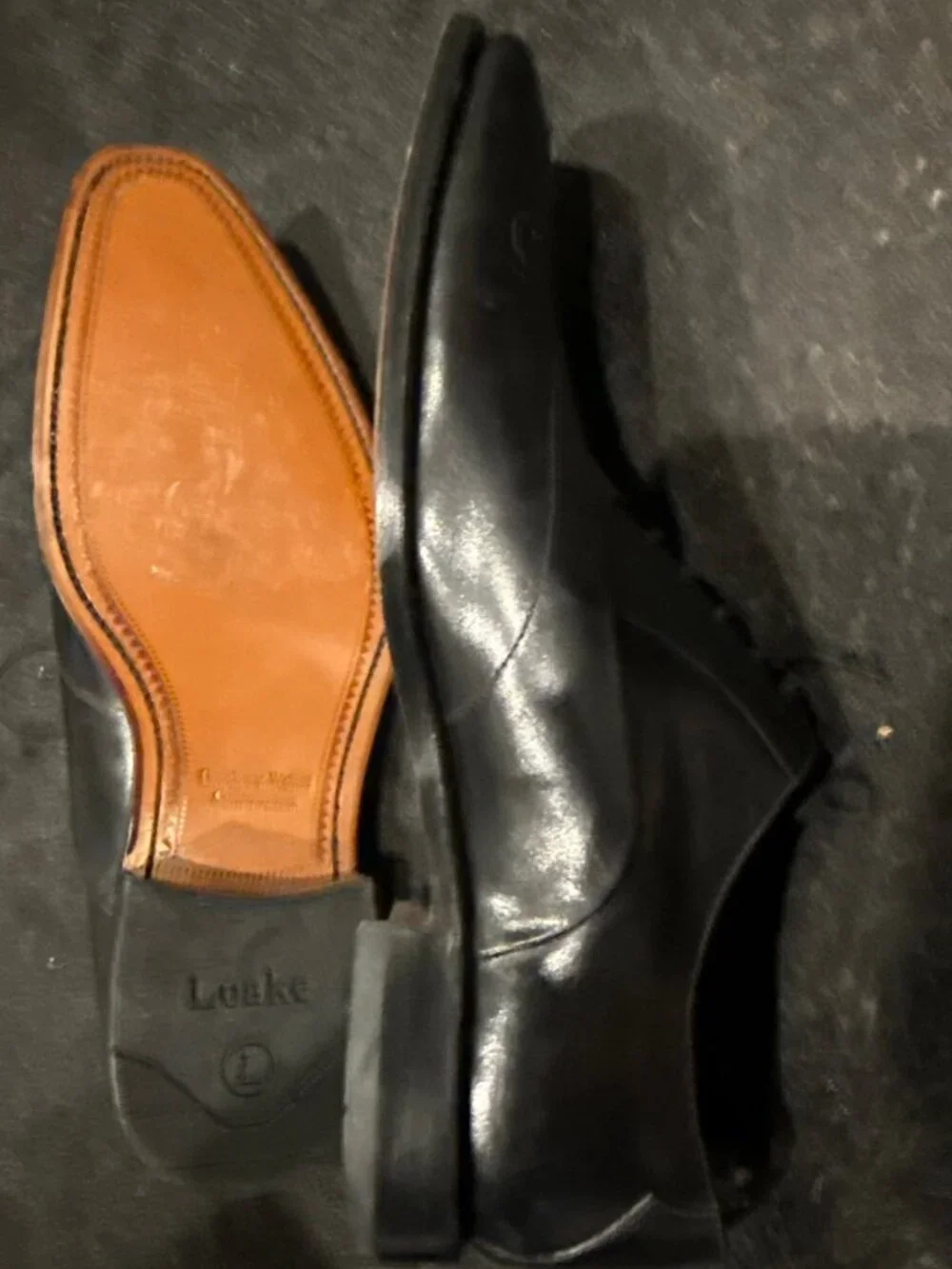 Loake Design Gunny Black Calf Leather Lace-Up Brogues Shoes 9.5D